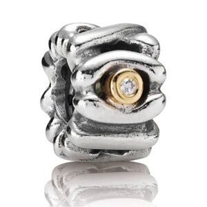 PANDORA - Silver XOX with 2 small Diamond Charm #790352 [Retired]